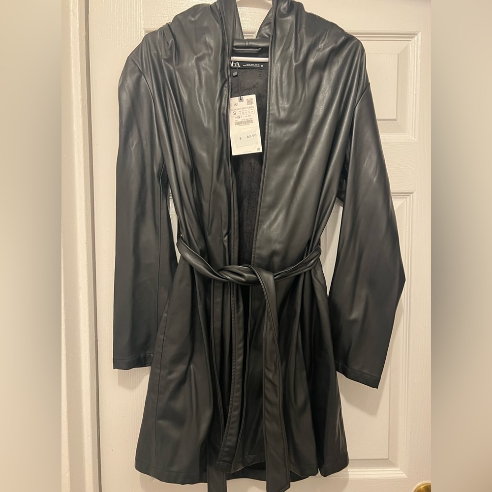 Zara Black Faux Leather Jacket